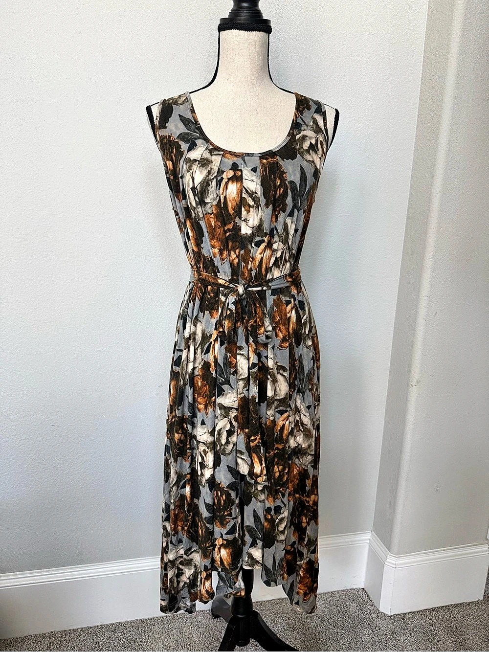 Latched Mama Floral Maxi Dress Gray & Brown One Size